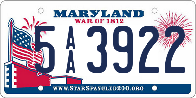 MD license plate 5AA3922