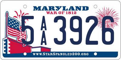 MD license plate 5AA3926