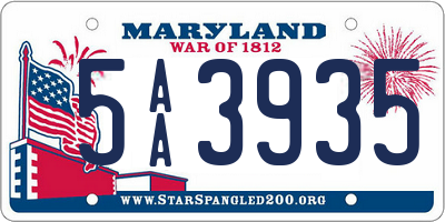 MD license plate 5AA3935