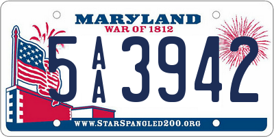 MD license plate 5AA3942