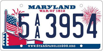 MD license plate 5AA3954