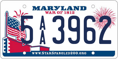 MD license plate 5AA3962