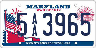 MD license plate 5AA3965