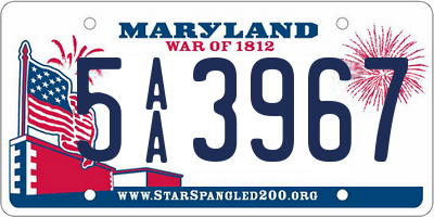 MD license plate 5AA3967