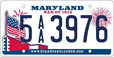 MD license plate 5AA3976