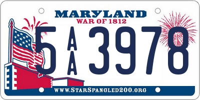 MD license plate 5AA3978