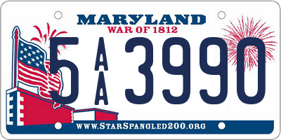 MD license plate 5AA3990