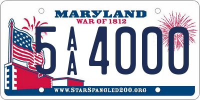 MD license plate 5AA4000