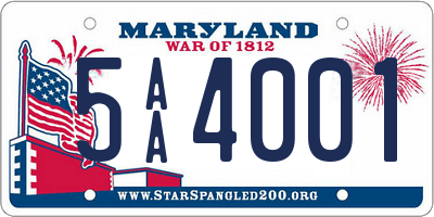MD license plate 5AA4001