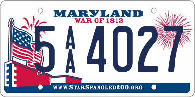 MD license plate 5AA4027
