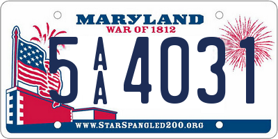 MD license plate 5AA4031