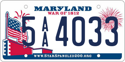 MD license plate 5AA4033