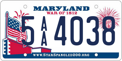 MD license plate 5AA4038