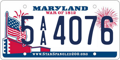 MD license plate 5AA4076