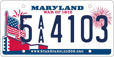 MD license plate 5AA4103