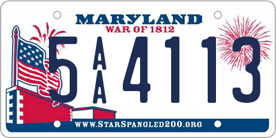 MD license plate 5AA4113