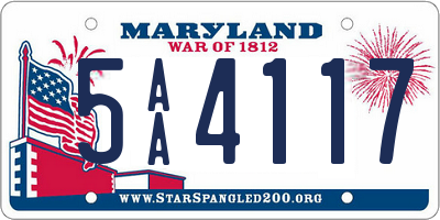 MD license plate 5AA4117