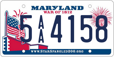 MD license plate 5AA4158