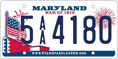 MD license plate 5AA4180