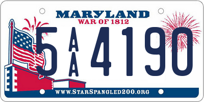 MD license plate 5AA4190