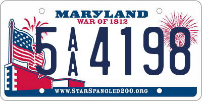 MD license plate 5AA4198