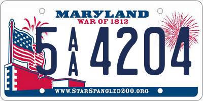 MD license plate 5AA4204