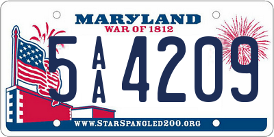 MD license plate 5AA4209