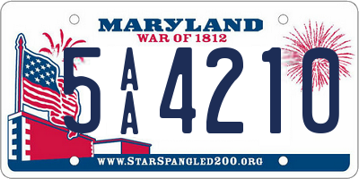 MD license plate 5AA4210