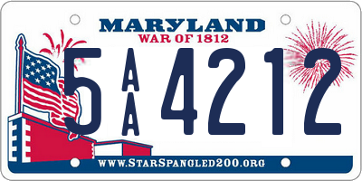 MD license plate 5AA4212