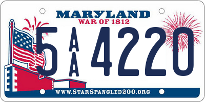 MD license plate 5AA4220