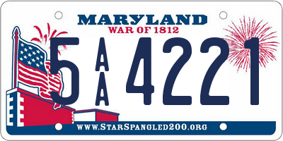 MD license plate 5AA4221