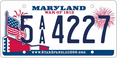 MD license plate 5AA4227