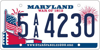 MD license plate 5AA4230