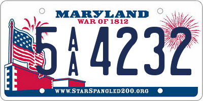 MD license plate 5AA4232