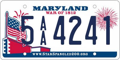 MD license plate 5AA4241