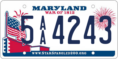 MD license plate 5AA4243