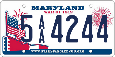 MD license plate 5AA4244