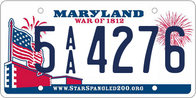 MD license plate 5AA4276