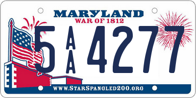 MD license plate 5AA4277