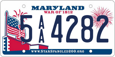 MD license plate 5AA4282