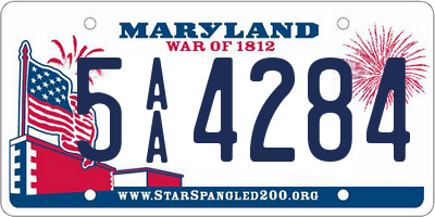 MD license plate 5AA4284