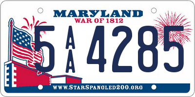 MD license plate 5AA4285