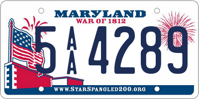 MD license plate 5AA4289