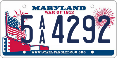 MD license plate 5AA4292