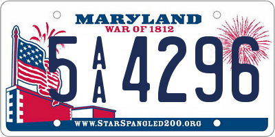 MD license plate 5AA4296