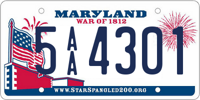 MD license plate 5AA4301