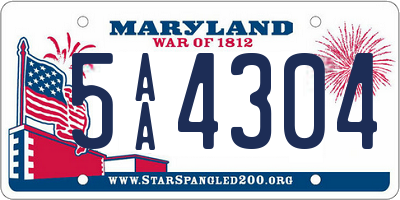 MD license plate 5AA4304