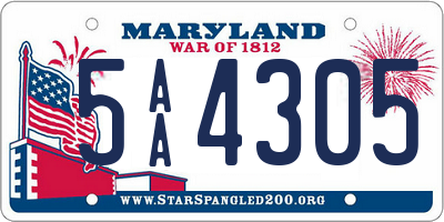 MD license plate 5AA4305