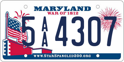 MD license plate 5AA4307