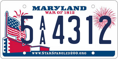 MD license plate 5AA4312